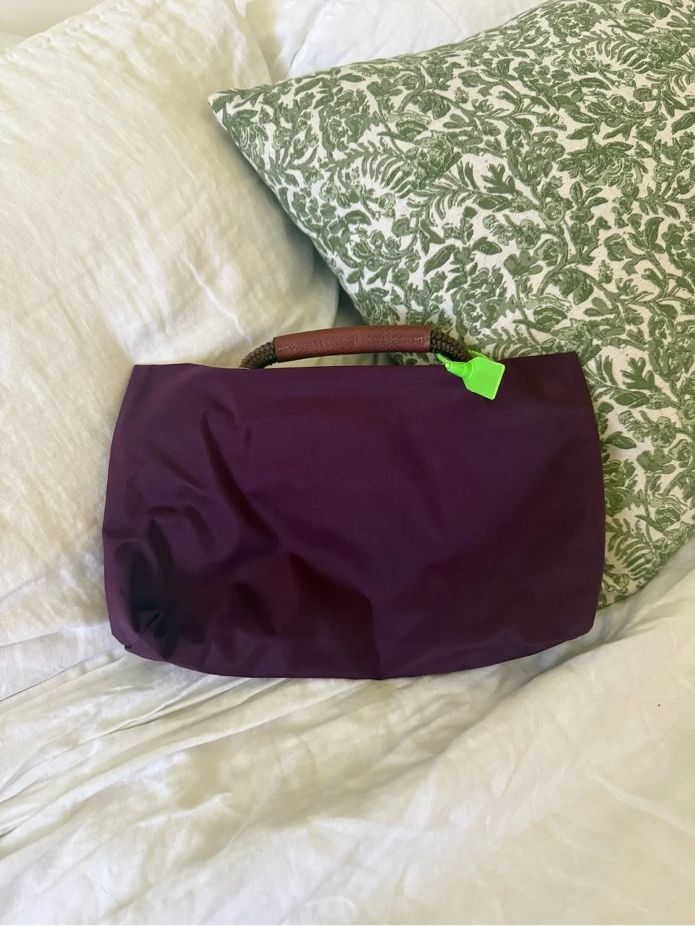 Longchamp Purple Women’s Handbag with Leather Trim